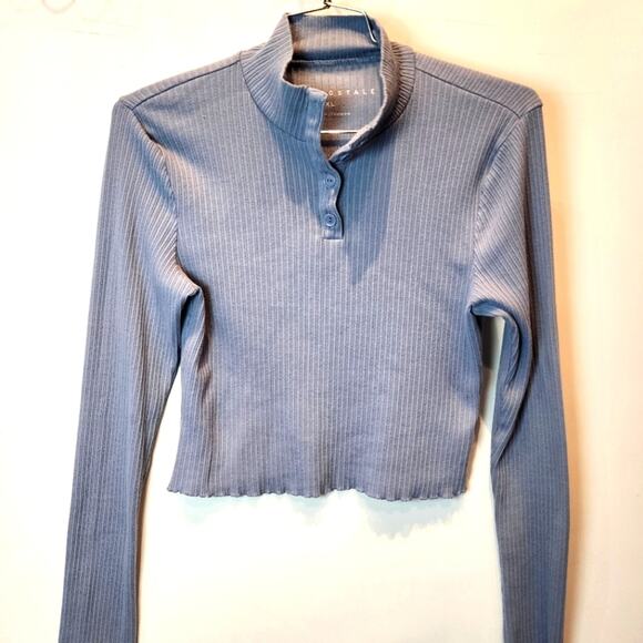 Aeropostale Tops - Aeropostale Blue Crop Top Long Sleeve T-Shirt Size XL